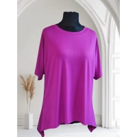 Tunika KIMONO dzianinowa z wydłużonymi bokami - fuksja